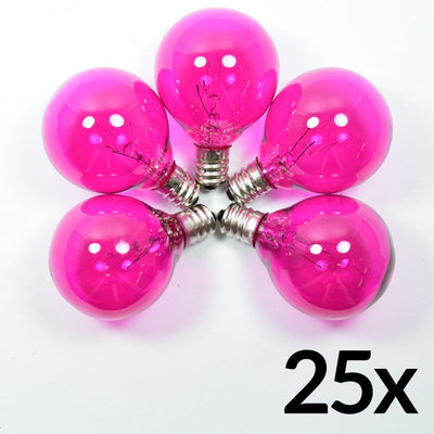 Replacement Transparent Pink 7-Watt Incandescent G40 Globe Light Bulbs, E12 Candelabra Base (25 PACK) - AsianImportStore.com - B2B Wholesale Lighting and Decor