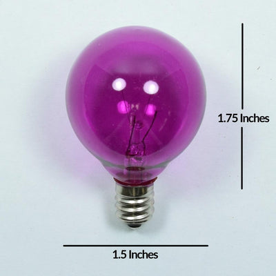 Replacement Transparent Violet 7-Watt Incandescent G40 Globe Light Bulbs, E12 Candelabra Base (25 PACK) - AsianImportStore.com - B2B Wholesale Lighting and Decor