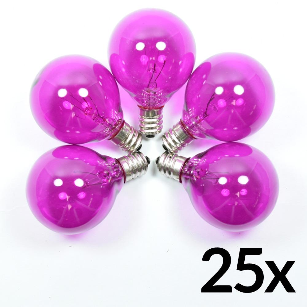 Replacement Transparent Violet 7-Watt Incandescent G40 Globe Light Bulbs, E12 Candelabra Base (25 PACK) - AsianImportStore.com - B2B Wholesale Lighting and Decor