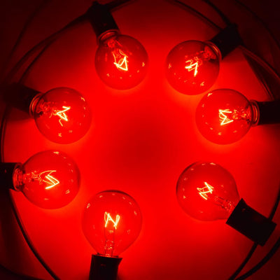 Replacement Transparent Red 7-Watt Incandescent G40 Globe Light Bulbs, E12 Candelabra Base (25 PACK) - AsianImportStore.com - B2B Wholesale Lighting and Decor