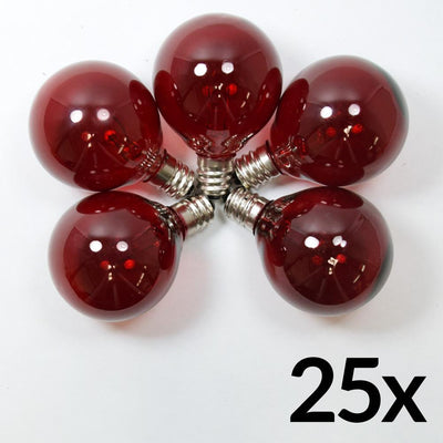 Replacement Transparent Red 7-Watt Incandescent G40 Globe Light Bulbs, E12 Candelabra Base (25 PACK) - AsianImportStore.com - B2B Wholesale Lighting and Decor