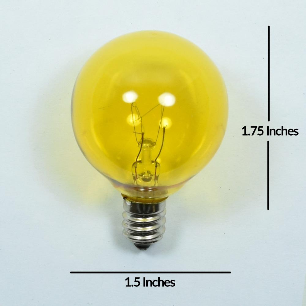 Replacement Transparent Yellow 7-Watt Incandescent G40 Globe Light Bulbs, E12 Candelabra Base (25 PACK) - AsianImportStore.com - B2B Wholesale Lighting and Decor