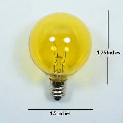 Replacement Transparent Yellow 7-Watt Incandescent G40 Globe Light Bulbs, E12 Candelabra Base (25 PACK) - AsianImportStore.com - B2B Wholesale Lighting and Decor
