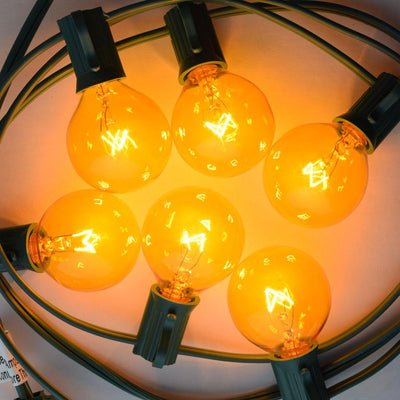Replacement Transparent Yellow 7-Watt Incandescent G40 Globe Light Bulbs, E12 Candelabra Base (25 PACK) - AsianImportStore.com - B2B Wholesale Lighting and Decor