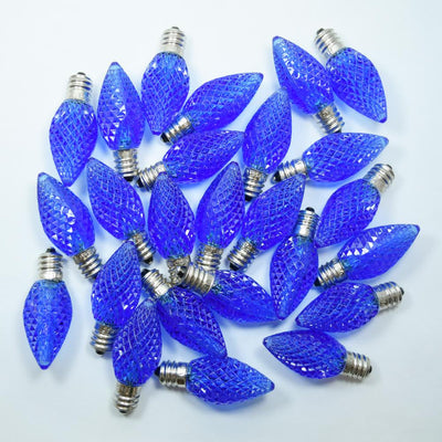Replacement Blue 3 LED C7 Faceted Christmas Light Bulbs, E12 Candelabra Base (25 PACK) - AsianImportStore.com - B2B Wholesale Lighting and Decor