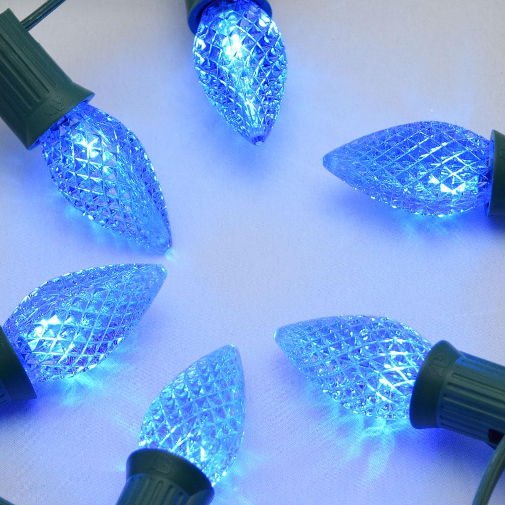 Replacement Blue 3 LED C7 Faceted Christmas Light Bulbs, E12 Candelabra Base (25 PACK) - AsianImportStore.com - B2B Wholesale Lighting and Decor