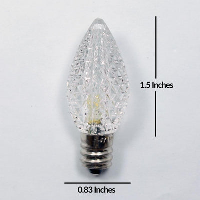 Replacement Cool White 3 LED C7 Faceted Christmas Light Bulbs, E12 Candelabra Base (25 PACK) - AsianImportStore.com - B2B Wholesale Lighting and Decor