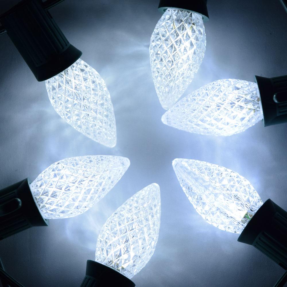 Replacement Cool White 3 LED C7 Faceted Christmas Light Bulbs, E12 Candelabra Base (25 PACK) - AsianImportStore.com - B2B Wholesale Lighting and Decor
