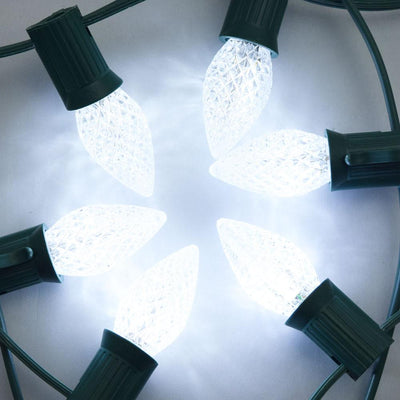 Replacement Cool White 3 LED C7 Faceted Christmas Light Bulbs, E12 Candelabra Base (25 PACK) - AsianImportStore.com - B2B Wholesale Lighting and Decor