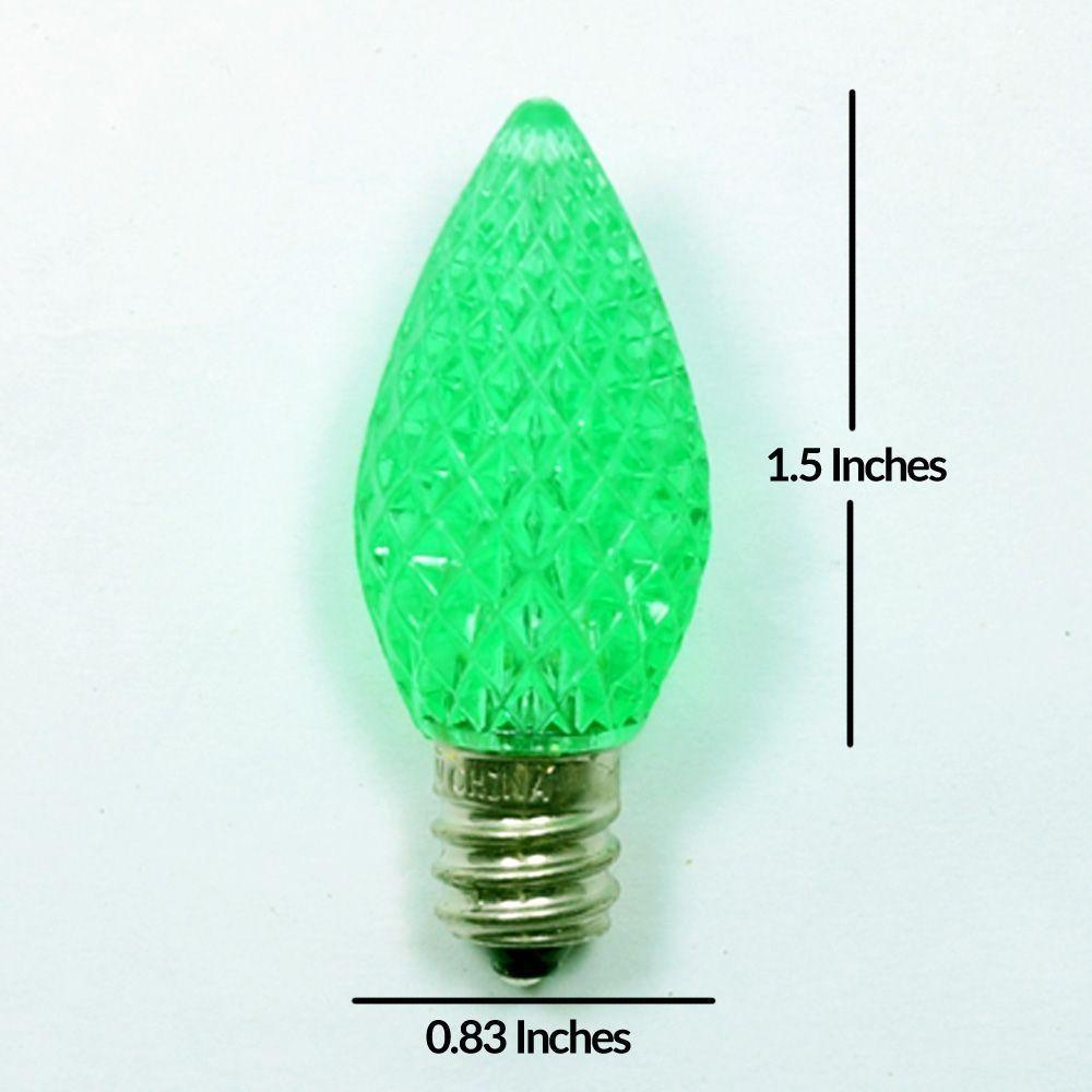 Replacement Green 3 LED C7 Faceted Christmas Light Bulbs, E12 Base (25 PACK) - AsianImportStore.com - B2B Wholesale Lighting and Decor
