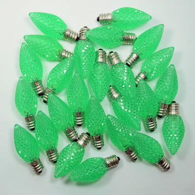 Replacement Green 3 LED C7 Faceted Christmas Light Bulbs, E12 Base (25 PACK) - AsianImportStore.com - B2B Wholesale Lighting and Decor