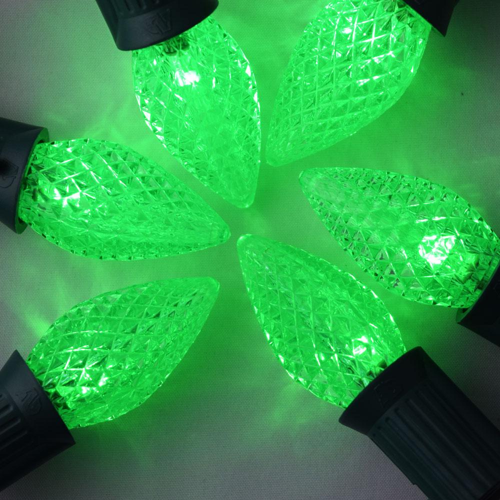 Replacement Green 3 LED C7 Faceted Christmas Light Bulbs, E12 Base (25 PACK) - AsianImportStore.com - B2B Wholesale Lighting and Decor