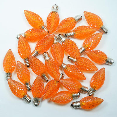 Replacement Orange 3 LED C7 Faceted Christmas Light Bulbs, E12 Base (25 PACK) - AsianImportStore.com - B2B Wholesale Lighting and Decor