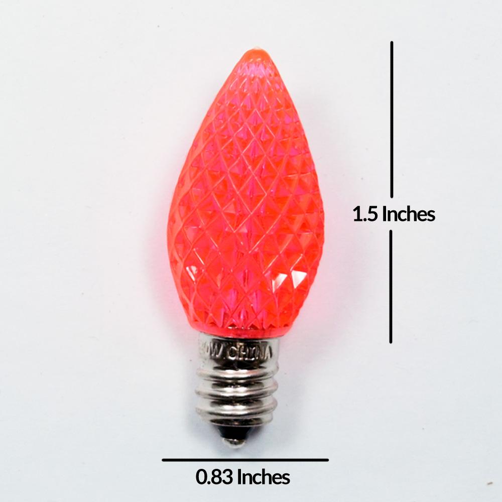 Replacement Pink 3 LED C7 Faceted Christmas Light Bulbs, E12 Base (25 PACK) - AsianImportStore.com - B2B Wholesale Lighting and Decor