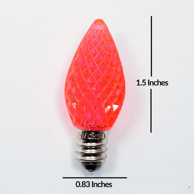Replacement Pink 3 LED C7 Faceted Christmas Light Bulbs, E12 Base (25 PACK) - AsianImportStore.com - B2B Wholesale Lighting and Decor