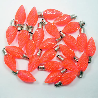 Replacement Pink 3 LED C7 Faceted Christmas Light Bulbs, E12 Base (25 PACK) - AsianImportStore.com - B2B Wholesale Lighting and Decor