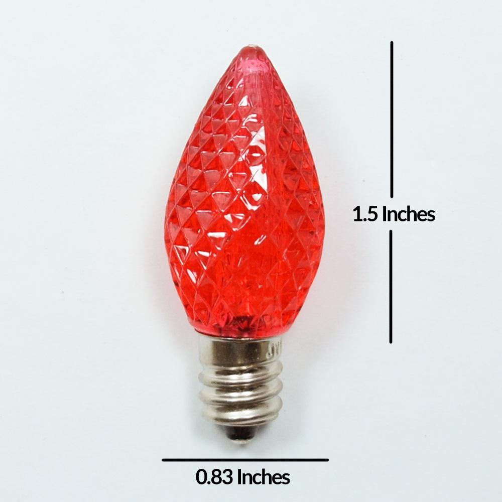 Replacement Red 3 LED C7 Faceted Christmas Light Bulbs, E12 Candelabra Base (25 PACK) - AsianImportStore.com - B2B Wholesale Lighting and Decor