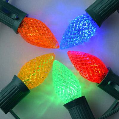 Replacement Multi-Color RGB 3 LED C7 Faceted Christmas Light Bulbs, E12 Candelabra Base (25 PACK) - AsianImportStore.com - B2B Wholesale Lighting and Decor