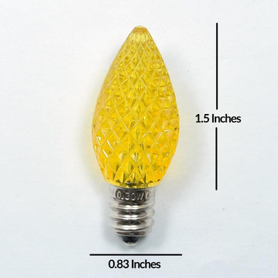 Replacement Yellow 3 LED C7 Faceted Christmas Light Bulbs, E12 Base (25 PACK) - AsianImportStore.com - B2B Wholesale Lighting and Decor
