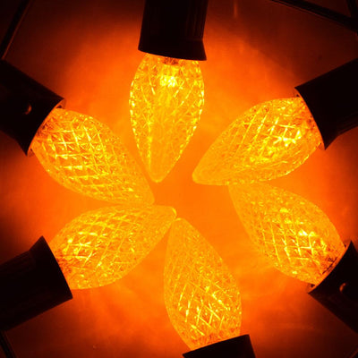 Replacement Yellow 3 LED C7 Faceted Christmas Light Bulbs, E12 Base (25 PACK) - AsianImportStore.com - B2B Wholesale Lighting and Decor