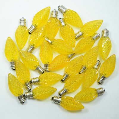 Replacement Yellow 3 LED C7 Faceted Christmas Light Bulbs, E12 Base (25 PACK) - AsianImportStore.com - B2B Wholesale Lighting and Decor