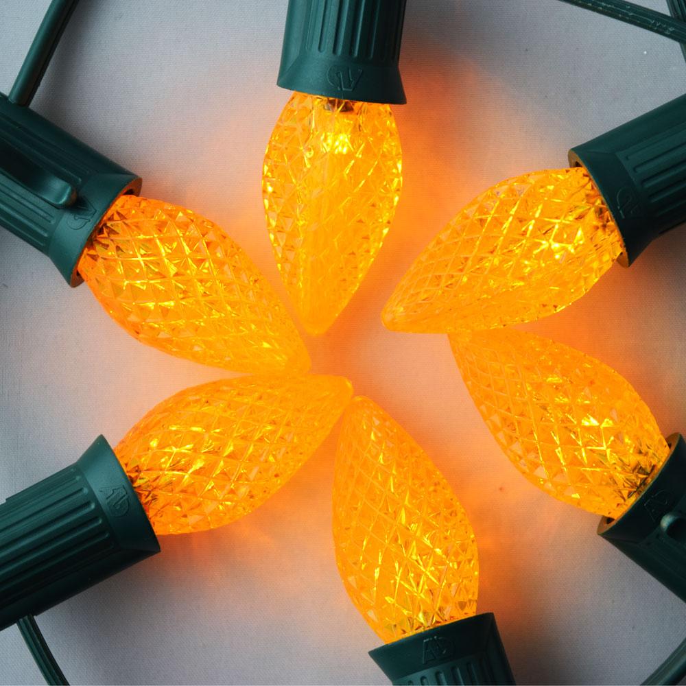 Replacement Yellow 3 LED C7 Faceted Christmas Light Bulbs, E12 Base (25 PACK) - AsianImportStore.com - B2B Wholesale Lighting and Decor