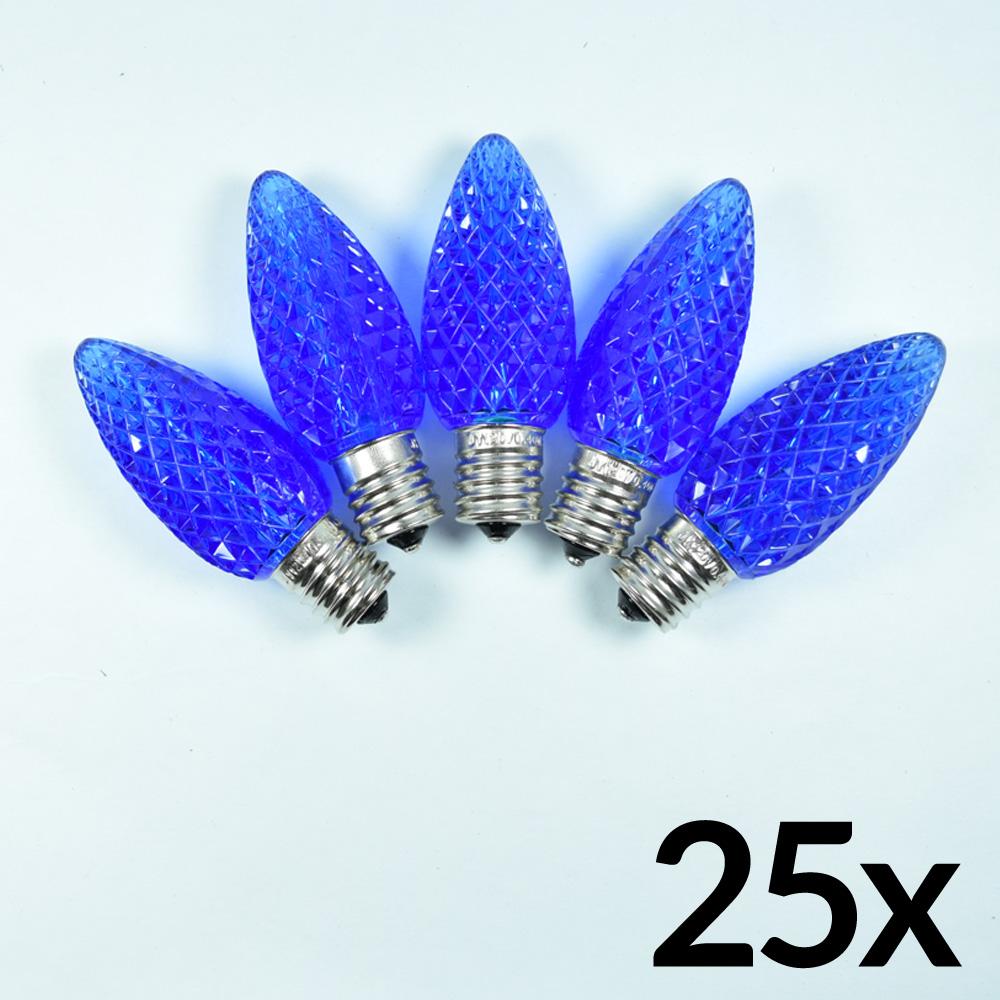 Replacement Blue 5 LED C9 Faceted Christmas Light Bulbs, E17 Base (25 PACK) - AsianImportStore.com - B2B Wholesale Lighting and Decor