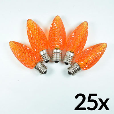 Replacement Orange 5 LED C9 Faceted Christmas Light Bulbs, E17 Base (25 PACK) - AsianImportStore.com - B2B Wholesale Lighting and Decor