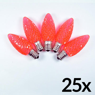 Replacement Pink 5 LED C9 Faceted Christmas Light Bulbs, E17 Base (25 PACK) - AsianImportStore.com - B2B Wholesale Lighting and Decor