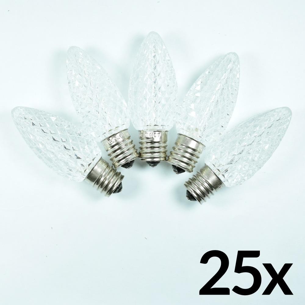 Replacement Warm White 5 LED C9 Faceted Christmas Light Bulbs, E17 Base (25 PACK) - AsianImportStore.com - B2B Wholesale Lighting and Decor