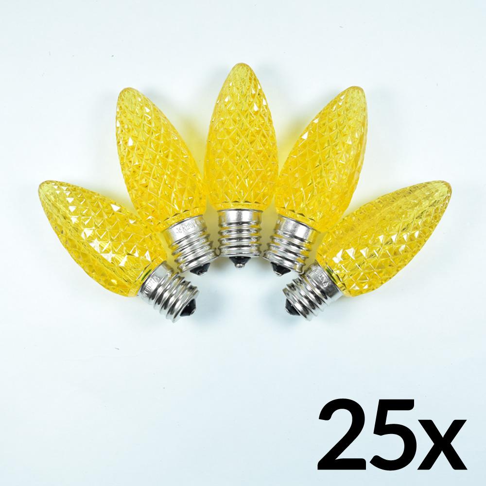  Replacement Yellow 5 LED C9 Faceted Christmas Light Bulbs, E17 Base (25 PACK) - AsianImportStore.com - B2B Wholesale Lighting and Decor