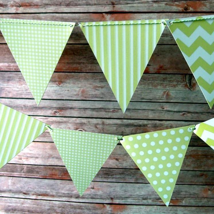 Light Lime Mix Pattern Triangle Flag Pennant Banner (11FT) (100 PACK) - AsianImportStore.com - B2B Wholesale Lighting and Décor