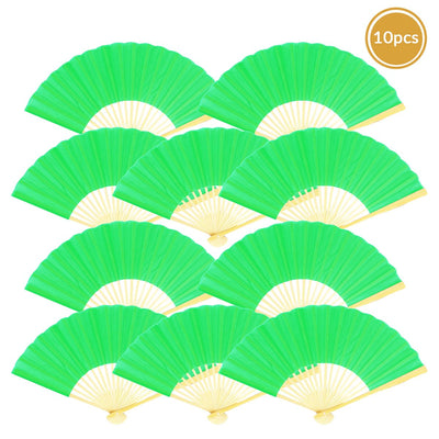 9" Light Lime Green Silk Hand Fans for Weddings (10 PACK) - AsianImportStore.com - B2B Wholesale Lighting and Decor