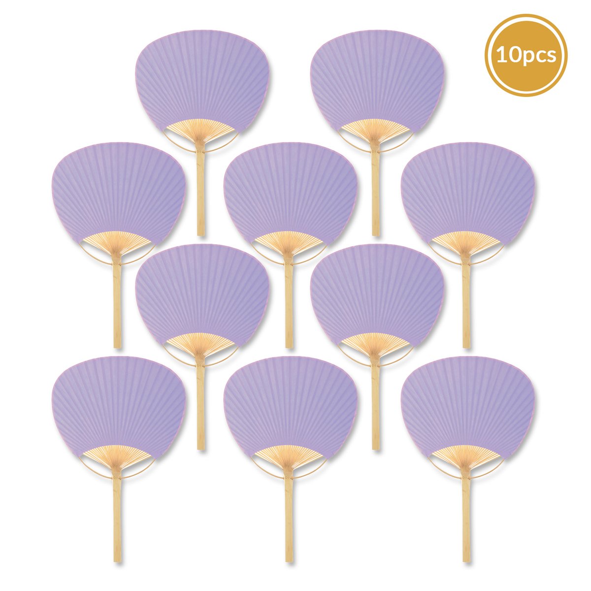 9" Lavender Paddle Paper Hand Fans for Weddings (10 Pack) - AsianImportStore.com - B2B Wholesale Lighting and Decor