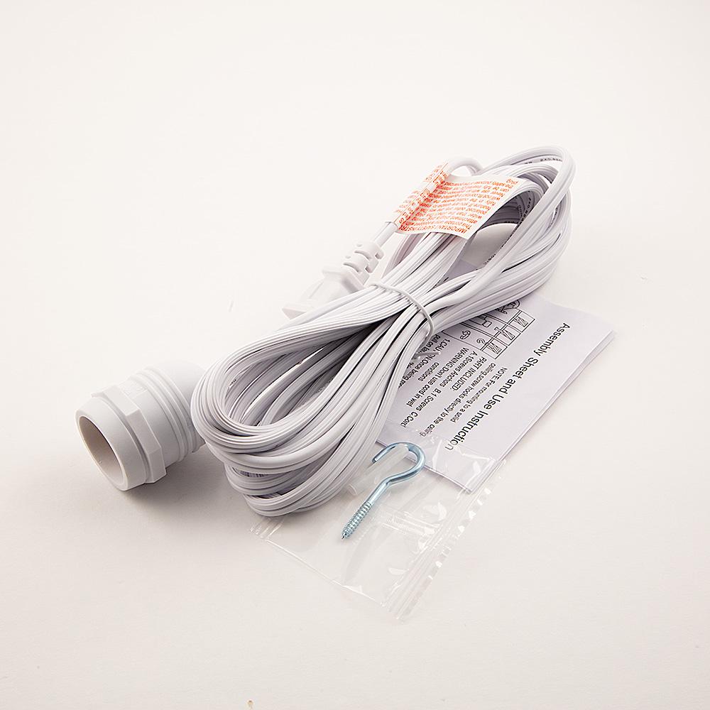 15FT Single Socket White Commercial Grade Outdoor Pendant Light Lamp Cord - AsianImportStore.com - B2B Wholesale Lighting and Decor