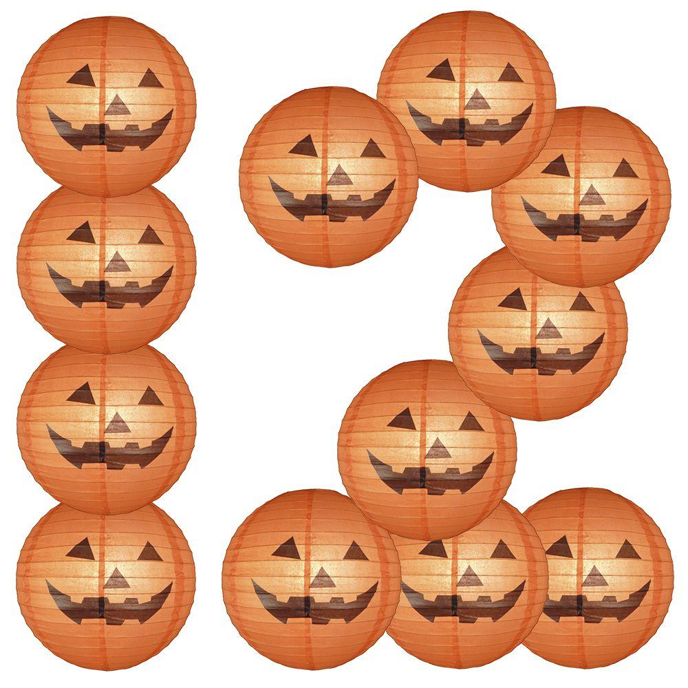 12 PACK | 16" Happy Jack-O-Lantern Halloween Paper Lantern - AsianImportStore.com - B2B Wholesale Lighting and Decor