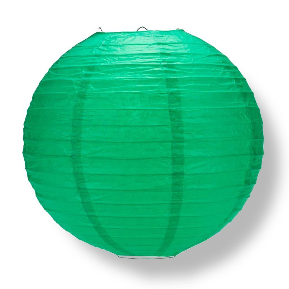 12" Arcadia Teal Green Round Paper Lantern, Even Ribbing, Hanging Decoration - AsianImportStore.com - B2B Wholesale Lighting and Decor