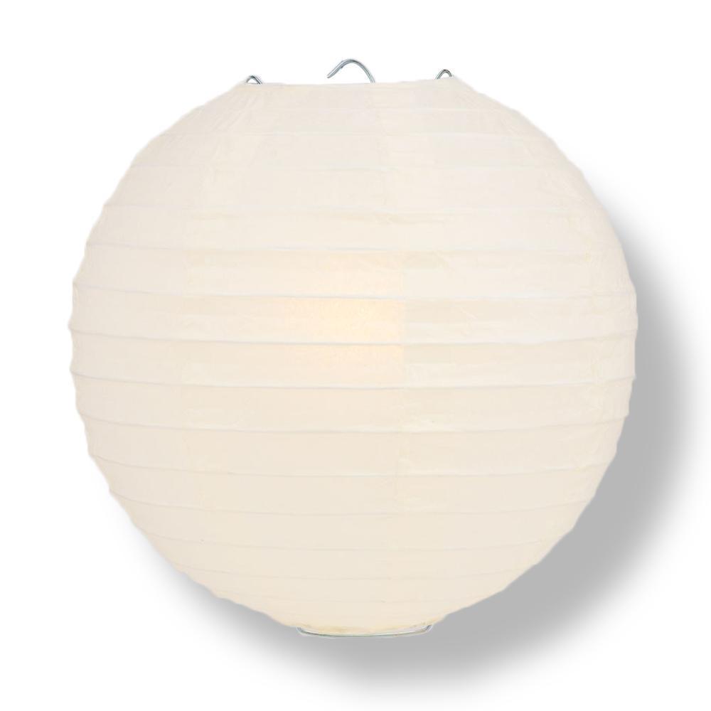 8" Beige / Ivory Round Paper Lantern, Even Ribbing, Chinese Hanging Wedding & Party Decoration - AsianImportStore.com - B2B Wholesale Lighting & Decor since 2002