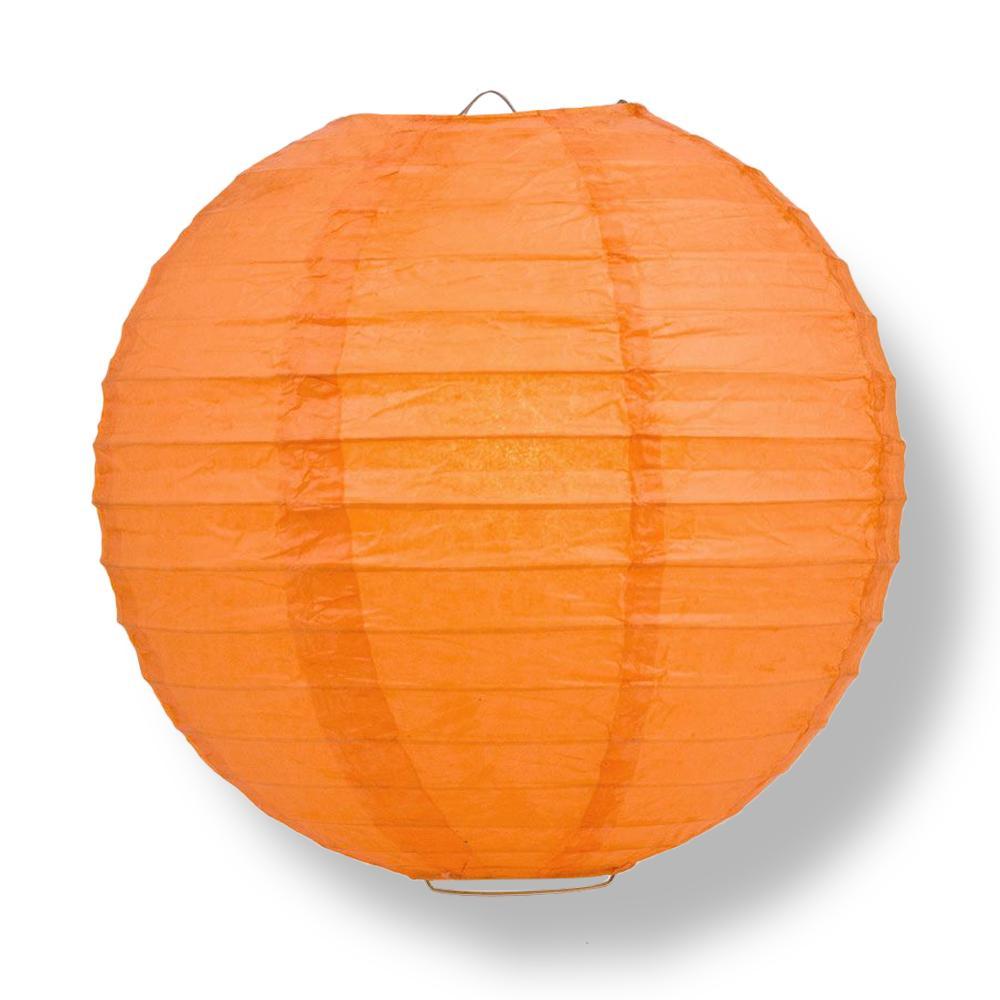 6" Persimmon Orange Round Paper Lantern, Even Ribbing, Chinese Hanging Wedding & Party Decoration - AsianImportStore.com - B2B Wholesale Lighting and Decor