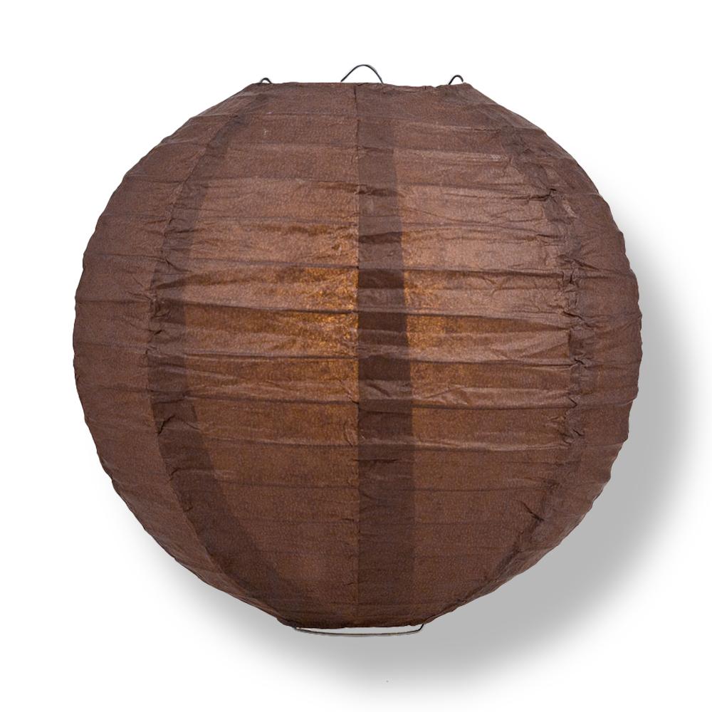 24" Brown Round Paper Lantern, Even Ribbing, Chinese Hanging Wedding & Party Decoration - AsianImportStore.com - B2B Wholesale Lighting and Decor