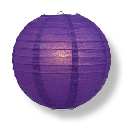 16" Royal Purple Round Paper Lantern, Even Ribbing, Chinese Hanging Wedding & Party Decoration - AsianImportStore.com - B2B Wholesale Lighting and Decor