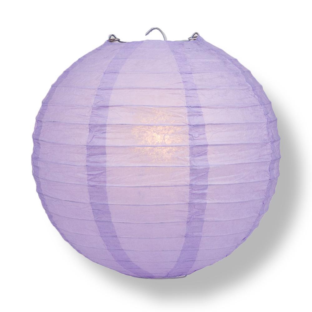 16" Lavender Round Paper Lantern, Even Ribbing, Chinese Hanging Wedding & Party Decoration - AsianImportStore.com - B2B Wholesale Lighting and Decor