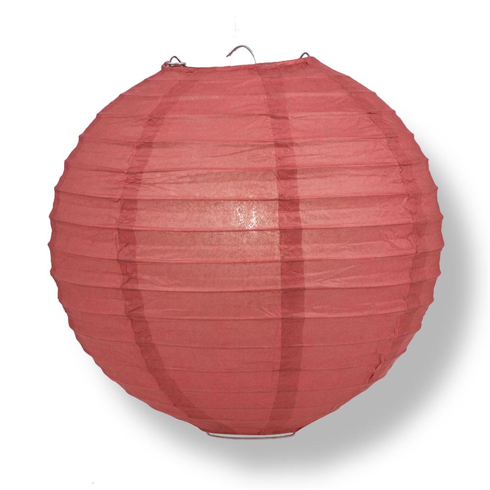 20" Marsala / Burgundy Wine Round Paper Lantern, Even Ribbing, Chinese Hanging Wedding & Party Decoration - AsianImportStore.com - B2B Wholesale Lighting and Decor