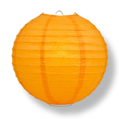 16" Orange Round Paper Lantern, Even Ribbing, Chinese Hanging Wedding & Party Decoration - AsianImportStore.com - B2B Wholesale Lighting and Decor