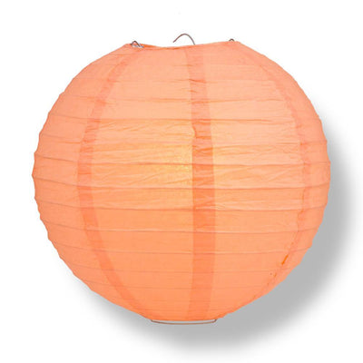 16" Peach / Orange Coral Round Paper Lantern, Even Ribbing, Chinese Hanging Wedding & Party Decoration - AsianImportStore.com - B2B Wholesale Lighting and Decor