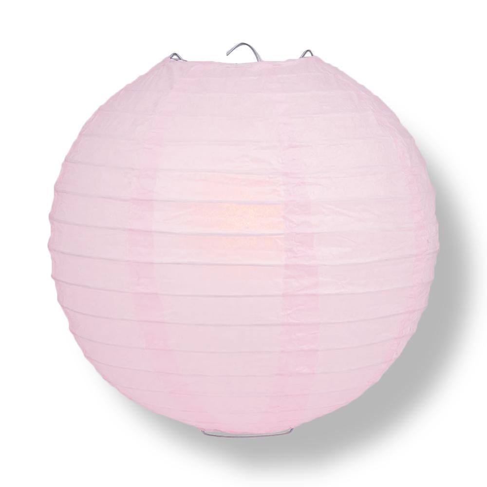 14" Pink Round Paper Lantern, Even Ribbing, Chinese Hanging Wedding & Party Decoration - AsianImportStore.com - B2B Wholesale Lighting and Decor