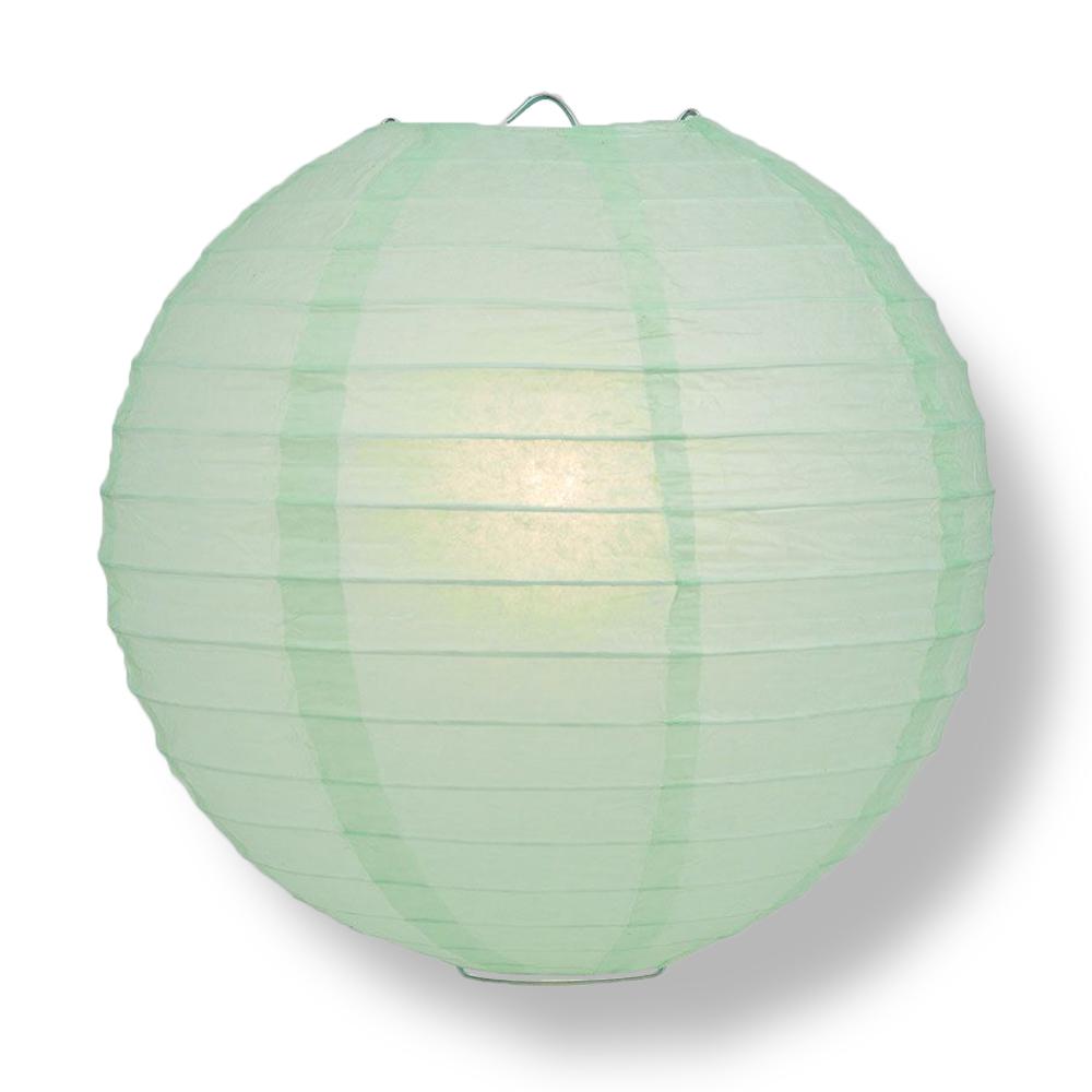 14" Cool Mint Green Round Paper Lantern, Even Ribbing, Chinese Hanging Wedding & Party Decoration - AsianImportStore.com - B2B Wholesale Lighting and Decor