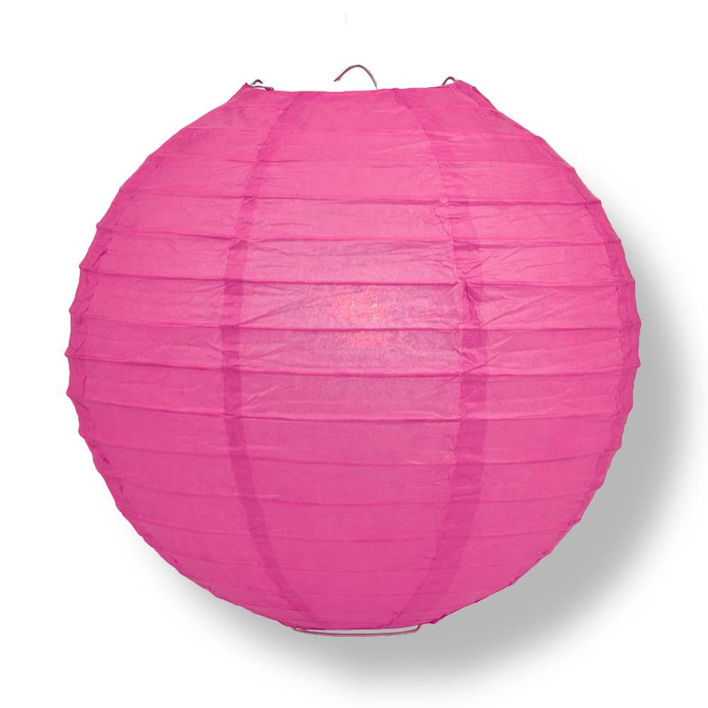 20" Fuchsia / Hot Pink Round Paper Lantern, Even Ribbing, Chinese Hanging Wedding & Party Decoration - AsianImportStore.com - B2B Wholesale Lighting and Decor