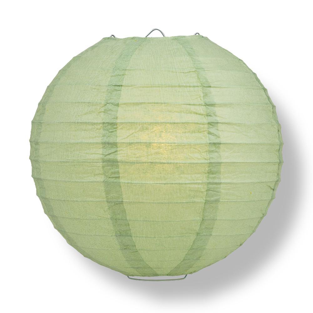 12" Sea Green Round Paper Lantern, Even Ribbing, Chinese Hanging Wedding & Party Decoration - AsianImportStore.com - B2B Wholesale Lighting and Decor