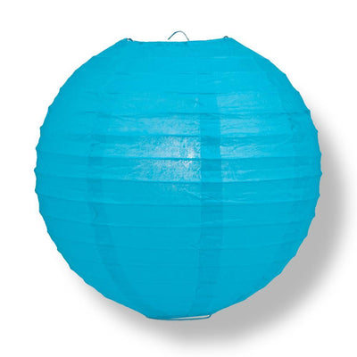 16" Turquoise Round Paper Lantern, Even Ribbing, Chinese Hanging Wedding & Party Decoration - AsianImportStore.com - B2B Wholesale Lighting and Decor